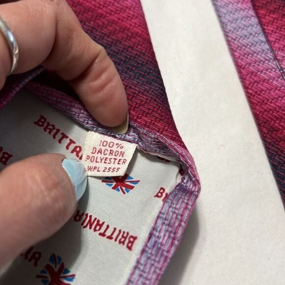 Vintage Striped Tie With Union Jack Lining In Pink Purple - Picture 7 of 9